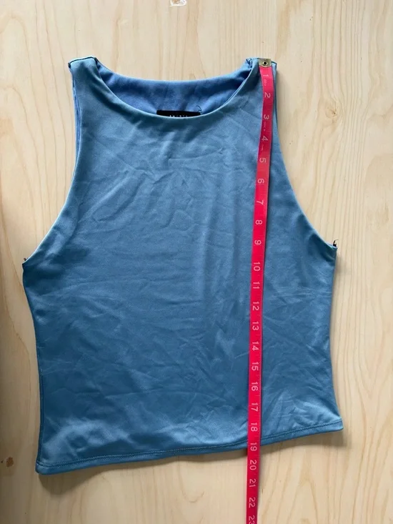 Women’s Sleeveless Crewneck Tank Top in Dusty Blue - Picture 8 of 8